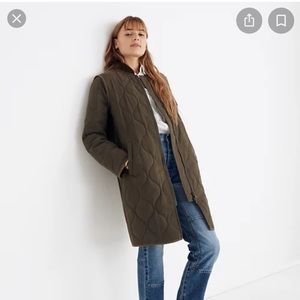 Madewell green quilted coat. Size M